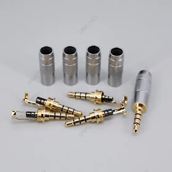 Banhado A Ouro Estéreo 3.5mm 4 Pólos Reparação Fone De Ouvido Jack Plug Cabo Áudio Fones Conector Solda BR23B3