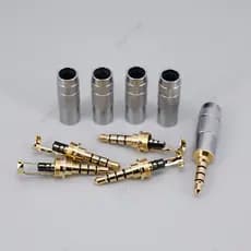 Banhado A Ouro Estéreo 3.5mm 4 Pólos Reparação Fone De Ouvido Jack Plug Cabo Áudio Fones Conector Solda BR23B3