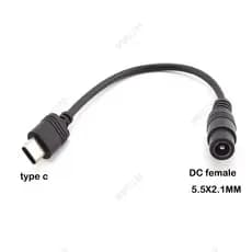 DC Tipo-C Fêmea Para 5.5 * 2.1 Cabos Fêmeas 5521 Power Jack Connector 5.5x2.1 Adaptador USB Conversor BR23B3