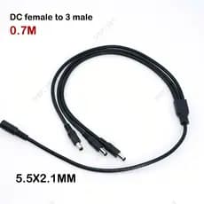 0.7m 18awg DC Fêmea Para 3 Vias Macho Cabo Divisor De Fonte De Alimentação 1 Conector CCTV Acessórios Estender Adaptador