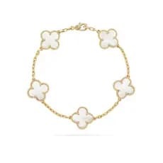 S925 Bracelete Prata Vintage Alhambra Mãe Da Pérola