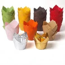 50 unidades de forminhas para muffin em formato de tulipa, à prova de óleo B3TZ