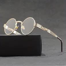 Óculos Redondos Retrô – Estilo Hip Hop Vintage , Armação De Metal Com Lente Transparente Para Homens Perfeito Festas À F