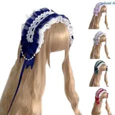 zebeidd Tiara de Renda Plissada para Empregada, Elegante Acessório de Cabeça Vazado, Adequado para Cosplay CDCA
