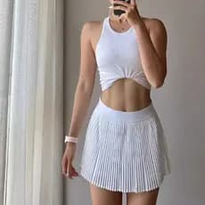Saia plissada Saia super curta plissada Saia mini plissada Lulu novo estilo plissado saia de tênis feminino falso dois A