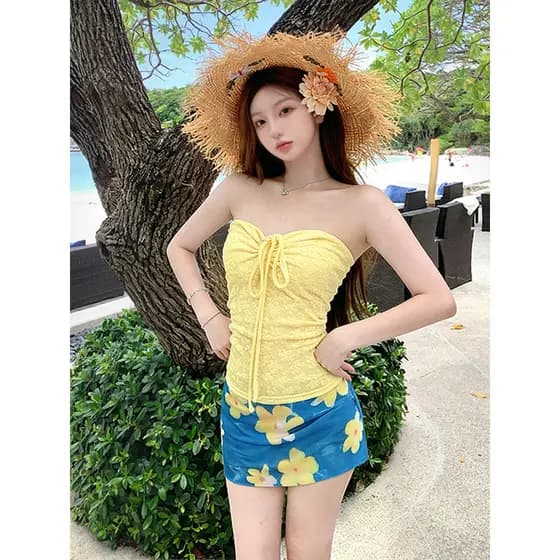 Biquíni importado barato Biquíni brasileiro Roupa de praia feminina Maiô feminino de três peças dividido maiô nádegas do