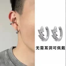 Brinco Pendente Brinco Semijoias Brinco Stud / Brinco Botão Cheio de diamante relâmpago arte estudantes sem piercing cli