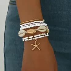 Pulseira com Pingente Bracelete Rígido Kit Conjunto Pulseiras Conjunto de pulseira de 7 peças europeu americano novo est