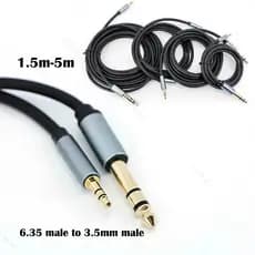 Cabo TRS De Áudio Macho De 6.35mm A 3.5mm Banhado Ouro 6.5 1/4 Polegadas Estéreo Para 3.5 Resistente Aux Jack BR24B3 BR2