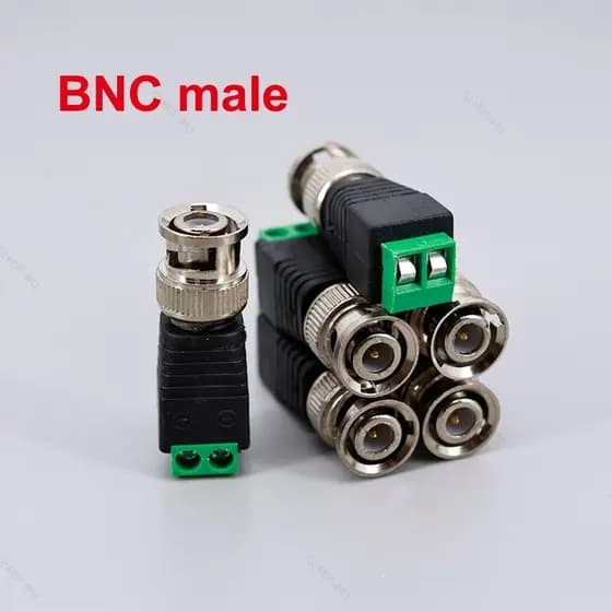 10 Pçs/Lote BNC Conector Macho Coaxial Cat5 DC Adaptador Balun Para Câmera CCTV Acessórios BR24B3 BR24B3