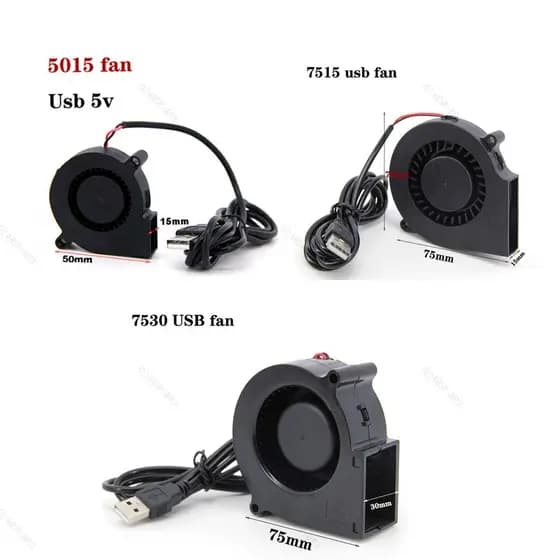 DC 5cm 5V USB 5015 7515 7530 Ventilador Turbo De Resfriamento Sem Escova Para Impressora 3D Cooler Inversor De Energia B