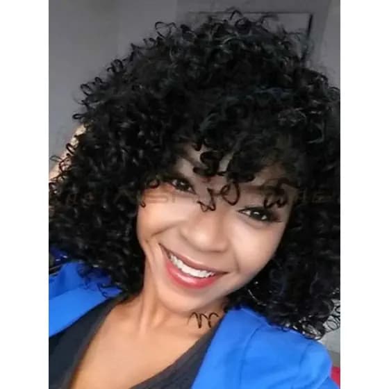Cabelo afro cacheado sintético Cabelo french curl cache afro Aplique cache afro orgânico Peruca estilo permanente de mil