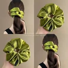 Primavera romântico ~ cetim abacate Scrunchy anel de cabelo fresco Mori rabo de cavalo corda de cabelo gravata bola cabe