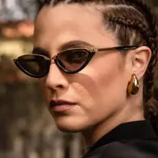 Óculos Praia Verão Óculos de Sol Feminino Proteção UV400 Europeu americano Retro Metal estilo Punk moda olho de gato peq