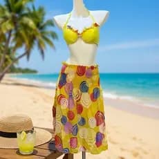 Roupa de praia feminina Biquíni brasileiro Biquíni conjunto Biquíni maiô feminino dividido terno de três peças moda impr