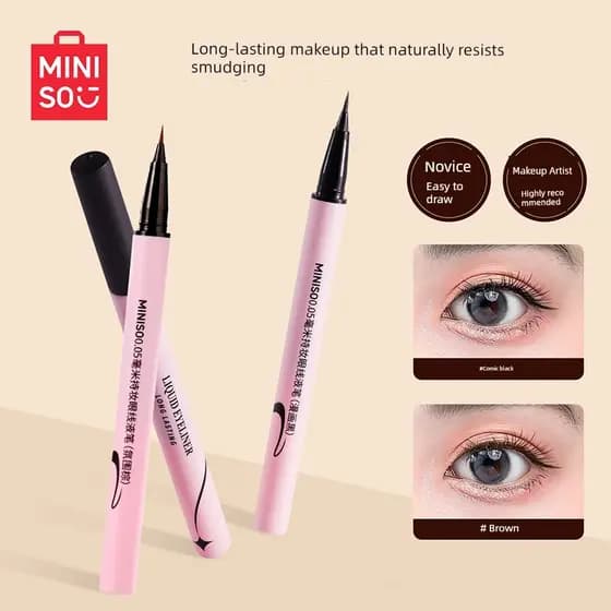 Ponta ultrafina Delineador caneta Delineador à prova d'água MINISO MINISO 0.05mm Caneta delineadora líquida para maquiag