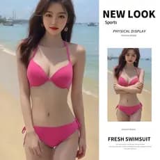 Biquíni conjunto Roupa de praia feminina Conjunto biquíni + saída praia 2025 novo estilo biquíni menina quente divisão d