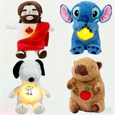 Boneco de pelúcia Jesus que respira, com luzes e música, usado para carinho e alívio da ansiedade EWZ2