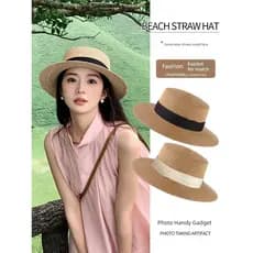 chapeu de praia masculino chapeu country feminino chapeu de praia Chapéu de palha francês plano feminino verão 2026 novo