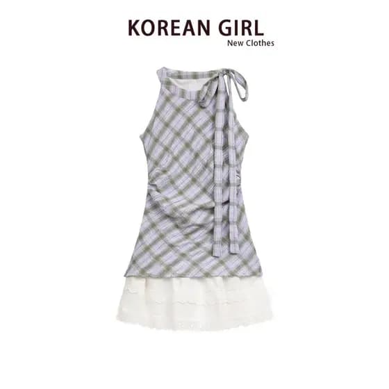 Vestido Curto Casual Vestido Tomara Que Caia Mini Vestido Bodycon Doce renda costura Halterneck vestido superior feminin