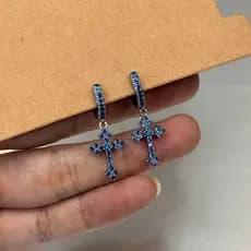 Brinco Semijoias Brinco Stud / Brinco Botão Brinco Feminino Micro-incrustado cheio de diamante cruz sem piercing clipes