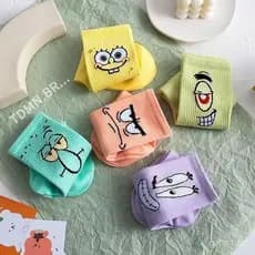 ( 5 Pares De Meias ) Meias Unissex Bob Esponja, Meias De Casal