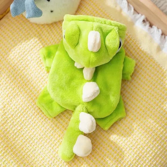 Fantasia de Dinossauro para Animais de Estimação Outono Inverno Jaqueta de Fleece Quente e Espessa para Cães e Gatos Peq
