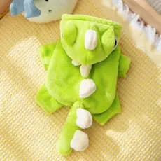 Fantasia de Dinossauro para Animais de Estimação Outono Inverno Jaqueta de Fleece Quente e Espessa para Cães e Gatos Peq