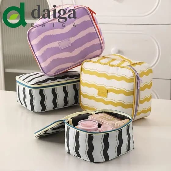 Bolsa De Maquiagem Listrada DAIGA , Cosmética Portátil À Prova D'água Para Viagem Lavagem De Grande Capacidade