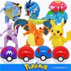 1 conjunto de bonecos de ação Pokémon Pikachu em tamanho de bolso da Real Toys, modelo de Pokebola para crianças BI A01A