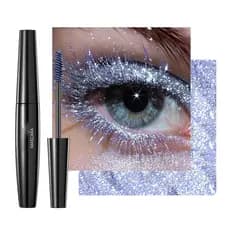 Máscara de Cílios com Glitter Azul, Máscara Brilhante com Efeito Diamante para Cílios e Sobrancelhas, Brilho Intenso, De