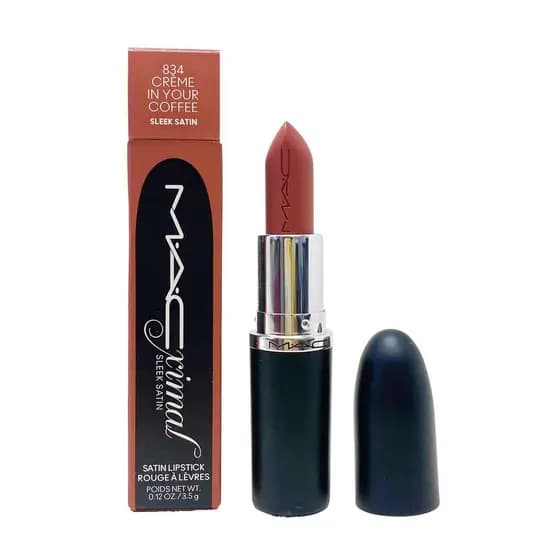 Batom MAC Ximal Sleek Satin - 834 Creme In Your Coffee (tom intermediário de rosa e marrom) 0,12 Oz / 3,5 g K0ZF