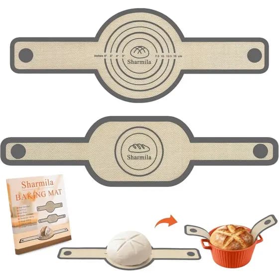 Suporte de Silicone para Pão para Forno Holandês - Antiaderente e Resistente ao Calor, 2 Peças Ovais e Redondas Reutiliz