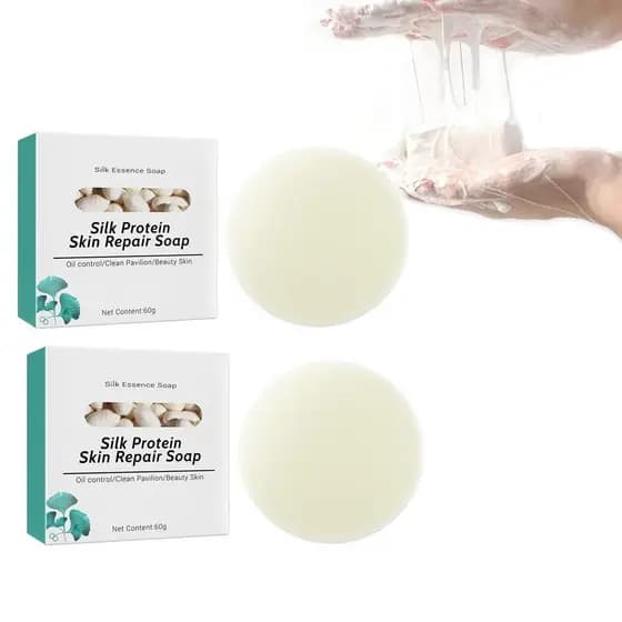 2 Peças de Sabonete Clareador SkinFerm com Colágeno e Leite, Sabonete Reparador de Pele com Proteína de Seda, Sabonetes
