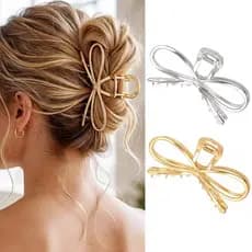 CAKURE Presilha de Cabelo com Laço Dourado, Presilhas Grandes para Cabelo, Acessórios de Cabelo para Mulheres (Pacote co