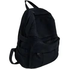 Mochila de Lona Preta para Mulheres e Homens, Estilo Retrô, Mochila Básica para Estudantes do Ensino Médio/Universitário