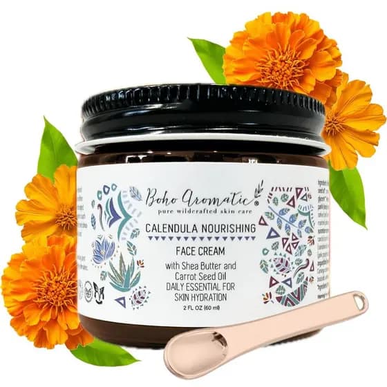 Creme Facial Nutritivo de Calêndula para Pele Seca, Creme Facial Natural e Orgânico, Produto de Cuidado da Pele Hidratan