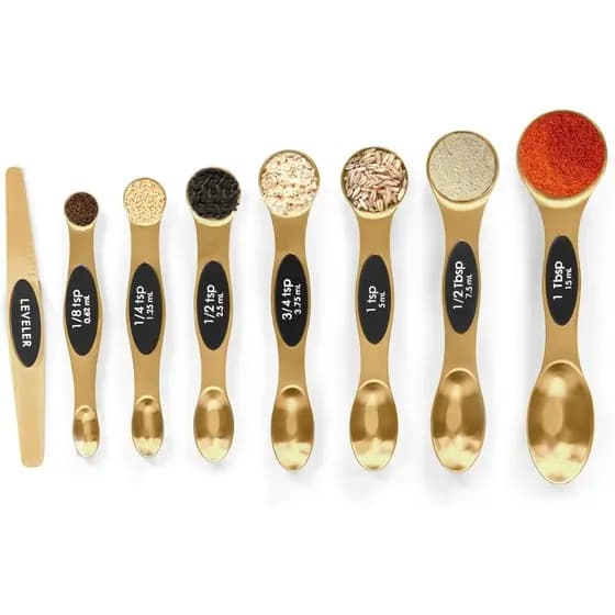 Conjunto de Colheres Medidoras Magnéticas em Aço Inoxidável com Nivelador, Colher Medidora de Metal Empilhável para Conf