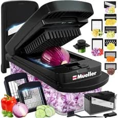 Mueller Pro-Series 10 em 1, Picador de Legumes com 8 Lâminas, Fatiador Mandoline, Picador de Cebola, Cortador, Picador d