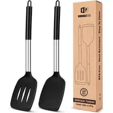 Conjunto de 2 Espátulas de Silicone Sólidas, Antiaderentes, com Fendas, Utensílios de Cozinha Resistentes a Altas Temper