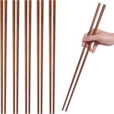 Conjunto de 6 Pares de Hashis de Madeira de 16,5 Polegadas - Hashis Longos Reutilizáveis para Cozinhar em Wok, Fritar Ma