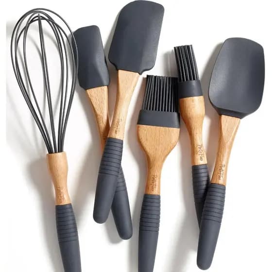 Conjunto de Utensílios de Confeitaria PortoFino 6 Peças, Essenciais para Confeitaria, Conjunto de 3 Espátulas, 2 Pincéis