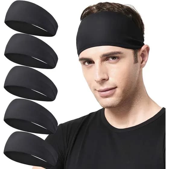 Acozycoo Faixa de Cabeça Masculina para Corrida, Pacote com 5, Faixa de Cabeça Esportiva para Corrida, Ciclismo, Basquet