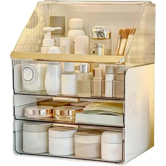 Organizador de Maquiagem Grande Omeily, Organizador de Bancada para Cosméticos, Caixa de Armazenamento de Maquiagem, Org
