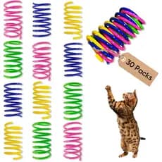 Brinquedos para Gatos de Interior, Pacote com 30 Brinquedos Interativos de Mola para Gatos, Molas Espirais de Plástico C