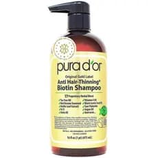 PURA D'OR Original Gold Label Anti-Thinning Shampoo - CLINICALLY TESTED - Biotin & Argan Oil – Sulfate-Free Strengthenin
