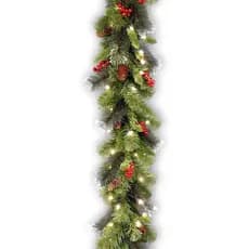 Guirlanda de Natal Artificial de Abeto Crestwood Pré-Iluminada de 9 pés da National Tree Company, Decoração de Natal com