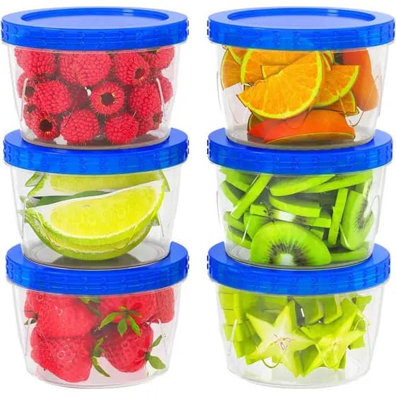 Conjunto de 6 Recipientes de Armazenamento para Freezer de 17oz, [MAIS RESISTENTES e MAIS DURÁVEIS] Recipientes de Armaz