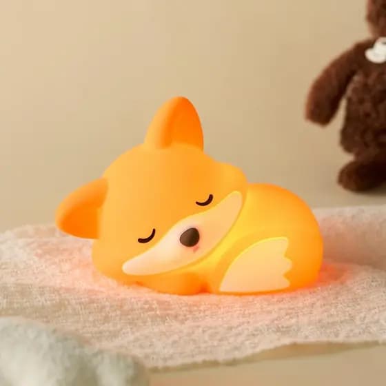 Luminária Noturna ATSUI Fox, Lâmpada LED Macia em Forma de Animal, Silicone de Grau Alimentício, 2 Níveis de Intensidade