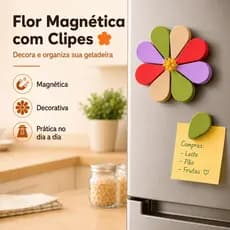 Flor Magnética com Clipes para Geladeira | Prendedor de Embalagens Decorativo